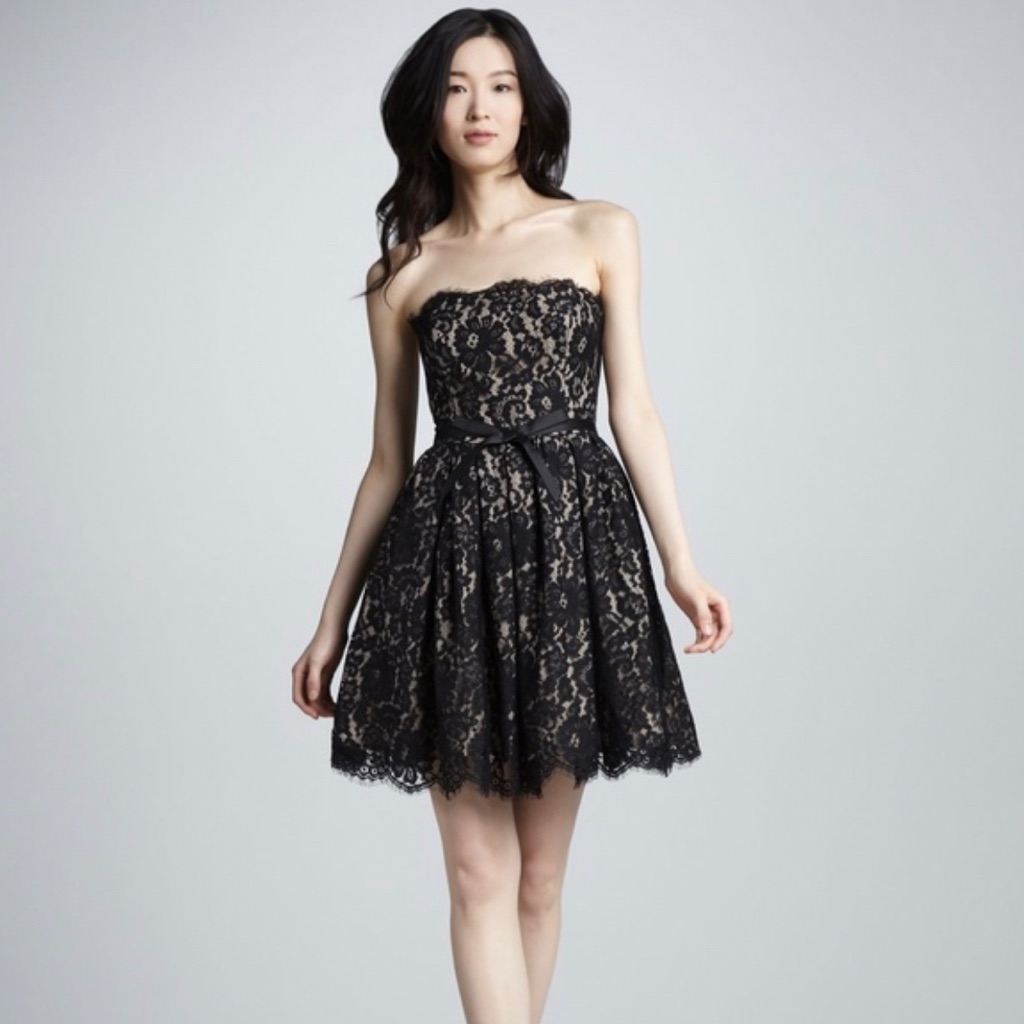 Robert Rodriguez X Target Black Lace Strapless Fit & Flare Party Dress
